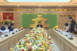 Nguyen Huu Nghia, Secretary of the provincial Party Committee, chairs the meeting (Photo: baohungyen)