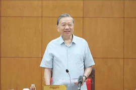 Party General Secretary To Lam speaks at the working session. (Photo: VNA)