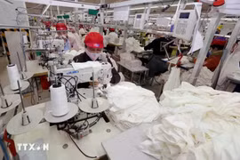 Garment production for export at the Tinh Loi Garment Company in Hai Duong province. (Photo: VNA)