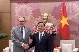 Vice Chairman of the National Assembly (NA) Nguyen Khac Dinh (R) and Senator Alain Cadec, Chairman of the France–Vietnam Friendship Parliamentarians’ Group of the French Senate. (Photo: VNA)