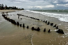 Ancient ship emerges on coast of Hoi An