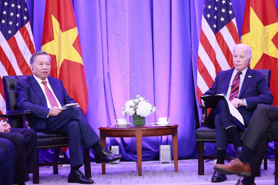 On the sidelines of the UN Summit of the Future and the 79th UN General Assembly, Party General Secretary and State President To Lam meets US President Joe Biden (September 25, 2024). Photo: VNA