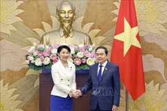 National Assembly Chairman Tran Thanh Man (R) and Chairwoman Obuchi Yuko of the Japan-Vietnam Parliamentary Friendship Alliance in Hanoi on August 7, 2025. Photo: VNA
