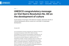 UNESCO posts a congratulatory message on Vietnam's Resolution 80 on the development of Vietnamese culture (The image taken from the screenshot).