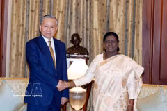 General Secretary of the Communist Party of Vietnam Central Committee and State President To Lam meets with Indian President Droupadi Murmu in New Delhi on May 6 afternoon (local time). Photo: VNA