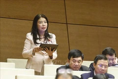 Deputy Le Thu Ha from Lao Cai province speaks at the 10th session of the National Assembly in Hanoi on December 5, 2025. Photo: VNA