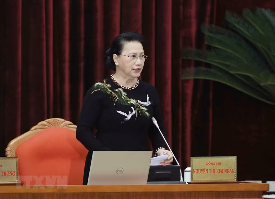 Nguyen Thi Kim Ngan, politburo member and National Assembly Chairwoman, presides over the Jan.16 morning session (Photo: VNA) 