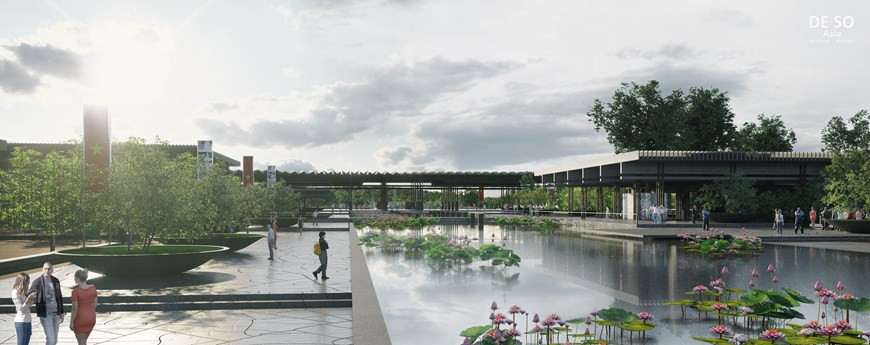 An exterior perspective of the Memorial to President Ho Chi Minh in Nghe An province (Photo: Vietnamplus)