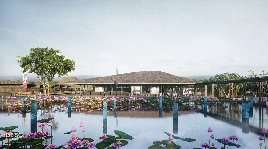 An exterior perspective of the Memorial to President Ho Chi Minh in Nghe An province (Photo: Vietnamplus)