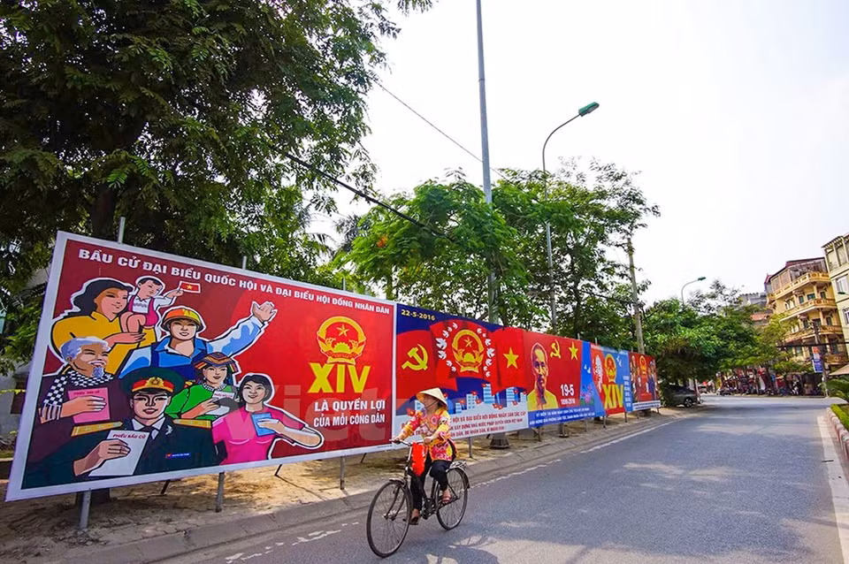 Election posters on a street (Photo: VNA)