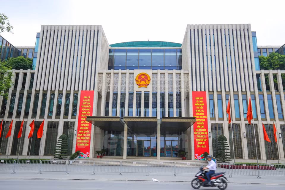 The facade of the National Assembly's headquarters. Millions of voters nationwide will choose deputies to the 14th NA and all-level People's Councils for 2016-2021 on May 22 (Photo: VNA)
