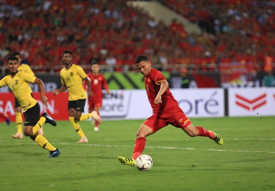 Striker Nguyen Anh Duc (Number 11) doubles the score for Vietnam at the 60th minute (Photo: VNA)