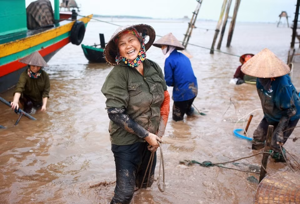 Women in Nam Dinh province catch clams (Photo: VNA)