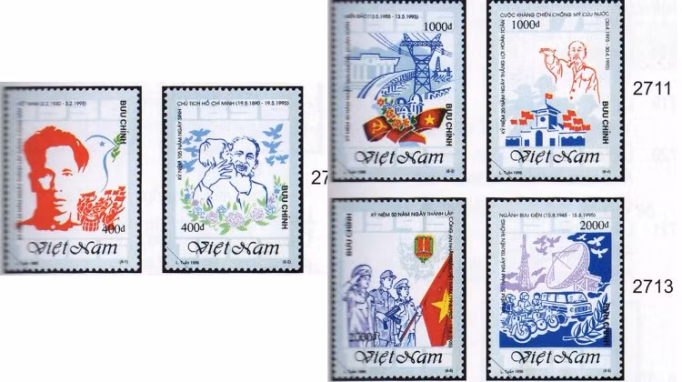 A stamp collection with six designs by artist Do Lenh Tuan to mark the 50th anniversary of August Revolution (August 19) and National Day (September 2) was published in 1995. (Photo: VNA)