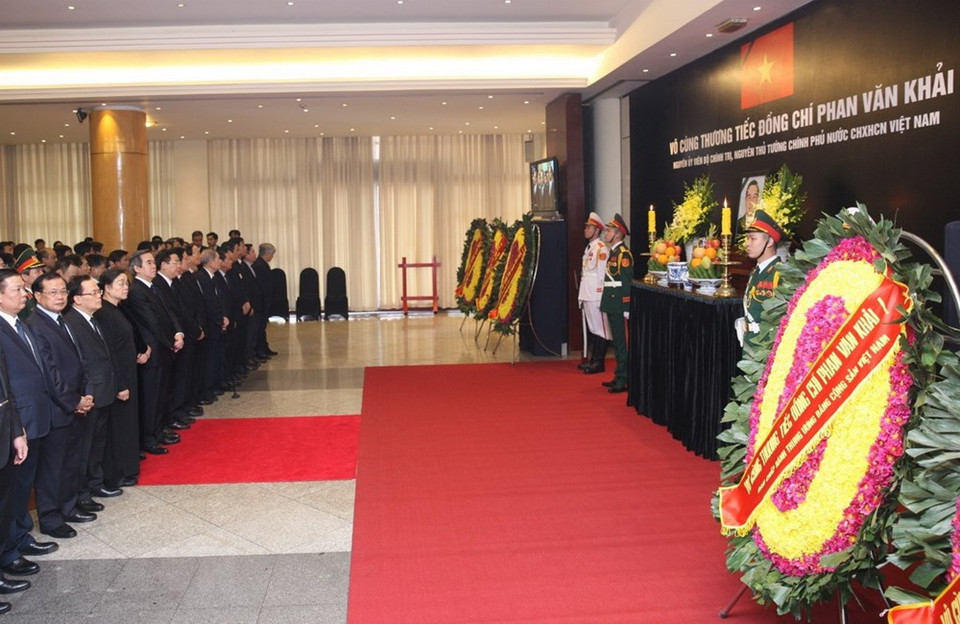 The funeral for late Prime Minister Phan Van Khai is also held at the International Convention Centre in Hanoi on March 20 (Photo: VNA)