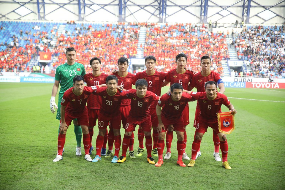 Vietnamese team at the first quarterfinal match with Japan which took place at the Al Maktoum Stadium in Dubai of the UAE on January 24 (Photo: VNA)