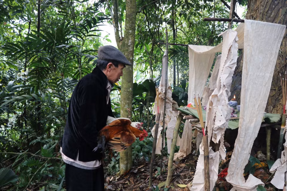 Shaman undergoes forest god worship ritual (Photo: VNA)