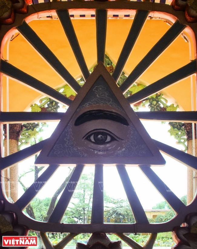 The Divine Eye also appears in the windows at the main temple of the Tay Ninh Holy See. (Photo: VNA)