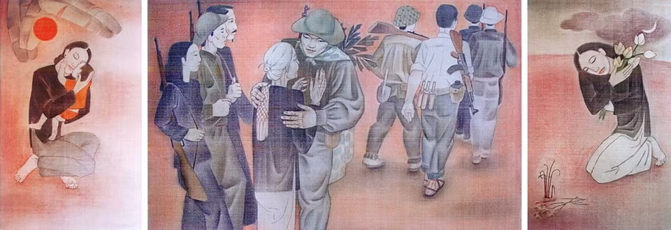 To quoc goi (The Fatherland calls) - an oil painting by Le Thi Kim Bach (Photo: organising board)