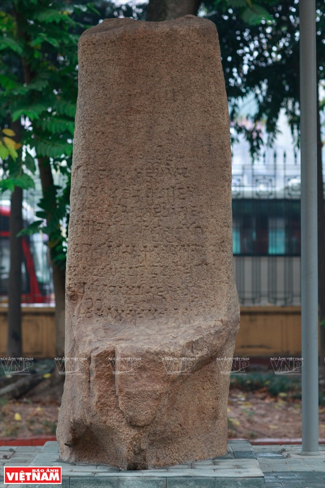 Vo Canh stele, the oldest one of the ancient Champa kingdom in the southeast Asia, has three-sized inscriptions in Sanskrit. (Source: VNA)