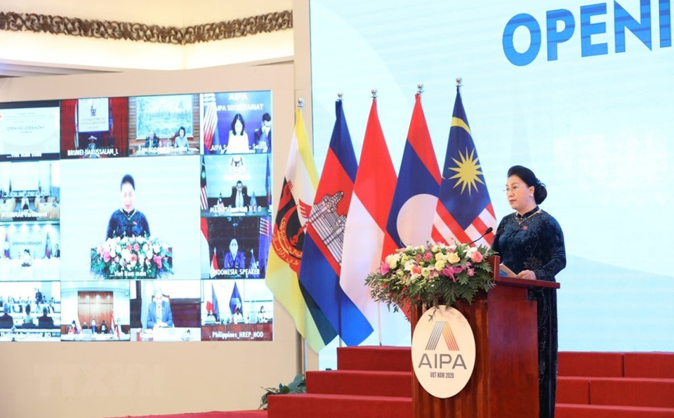 National Assembly Chairwoman Nguyen Thi Kim Ngan, Chairwoman of AIPA-41 gives the opening speech. (Photo: VNA)