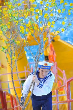 Vibrant colours from the flowers bring Tet atmosphere to the DK1 platform (Photo: VNA)