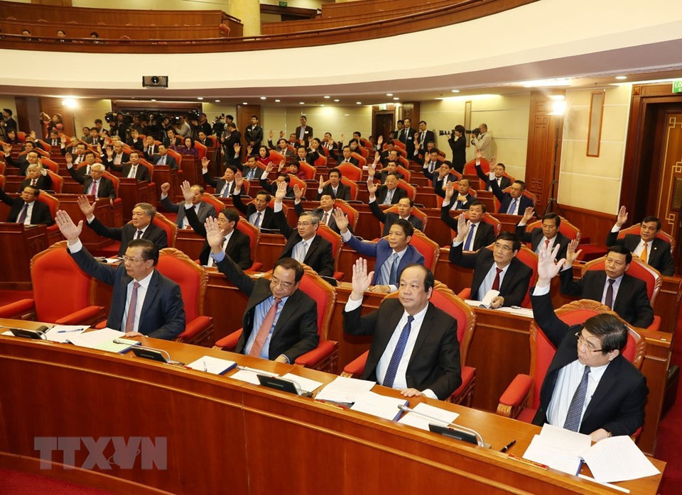 Delegates to the 12th Party Central Committee’s ninth session (Photo: VNA)