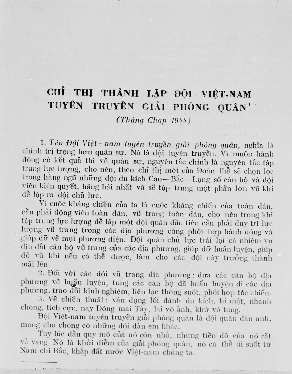 Vietnamese People’s Army was founded on December 22, 1944 (Photo: Archives of Vietnam News Agency)