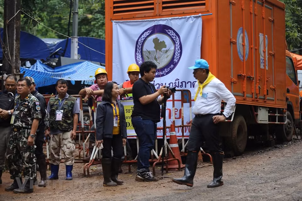 Eight boys have been freed so far while five others remain trapped. (Photo: VNA) 