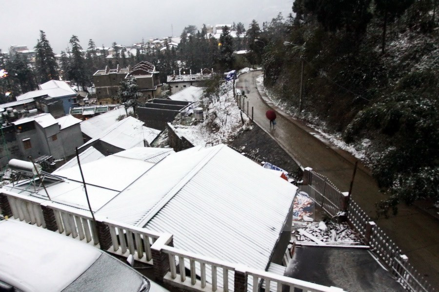 Snow on roofs in Sapa town, Lao Cai province (Photo: VNA)