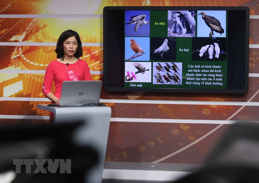 Twelfth graders could watch lessons in maths, literature, English, physics, chemistry, biology, history, geography and civic education at 1.15pm, 2.30pm and 4pm from Monday to Saturday (Photo: VNA)