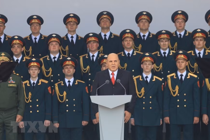 Russian Prime Minister Mikhail Misutin speaks at the Army Games 2020 (Photo: VNA)