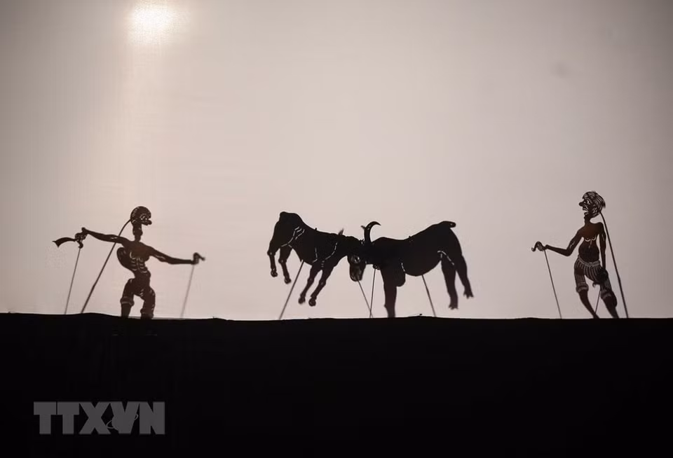 The performance 'Buffalo fighting' of Cambodia at the festival (Photo: VNA)