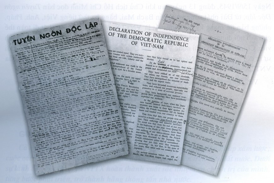 The Declaration of Independence, read by President Ho Chi Minh at the historic Ba Dinh Square on September 2, 1945, was published worldwide in Vietnamese, English and French by the Vietnam News Agency on Sept 15, 1945 (Photo: File/VNA)