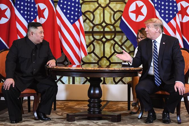 Meeting between DPRK Chairman Kim Jong-un and US President Donald Trump starts at 9 am in Sofitel Legend Metropole Hanoi, Feb. 28 (Photo: VNA)