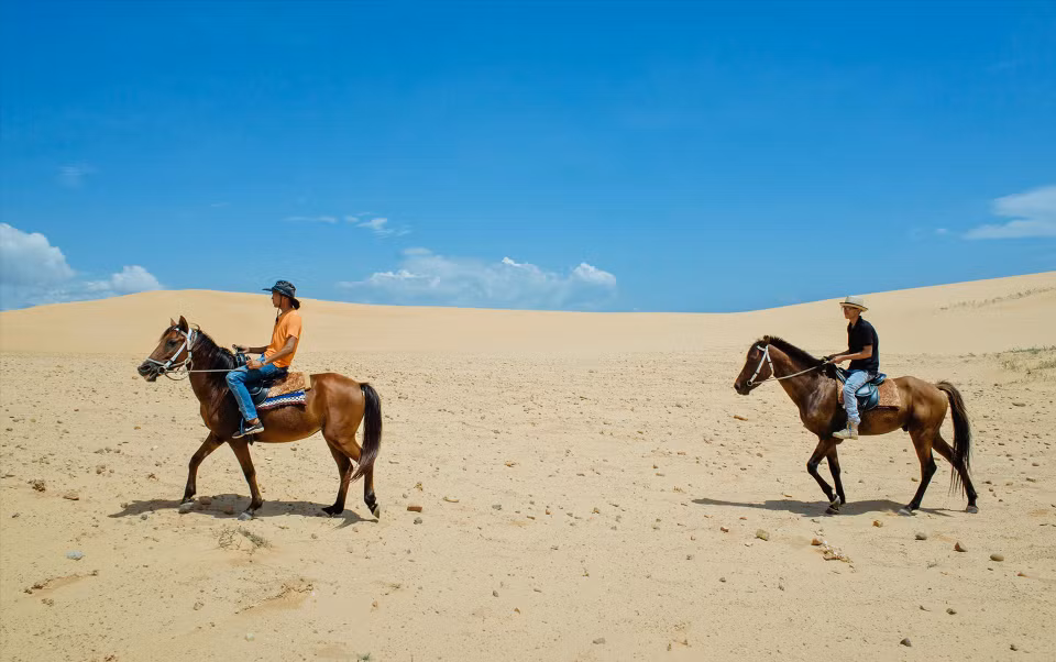 Riding a horse under the sunny Ninh Thuan skies is a unique and exciting experience. (Photo: VNP/VNA)