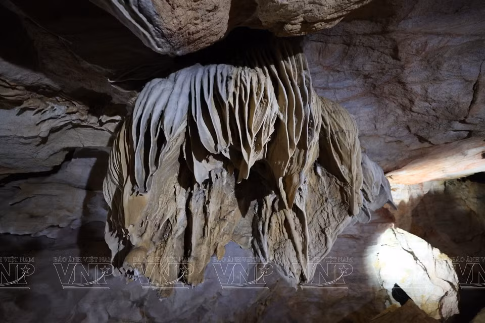 Stalactites in Nguom Ngao Cave in the shape of an overturned lotus flower. (Photo: VNP/VNA)