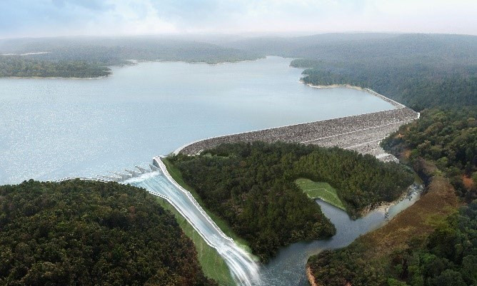 The Xe Pian-Xe Nam Noy hydropower dam in Laos. On July 24, it was annouced that unexpected heavy rains caused the dam to collapse. High volumes of rainwater fractured the dam and caused a deluge in the downstream area of Xe-Pian River, it said. (Source: Attapeu Today)