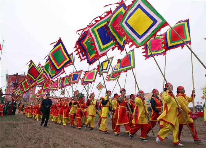 Traditional procession at the festival (Photo: VNA)