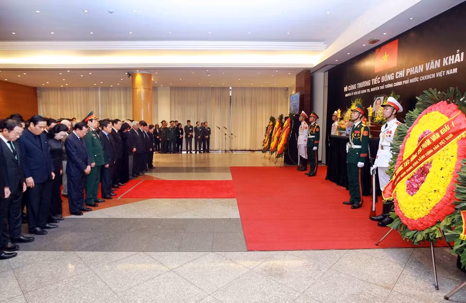 Also on March 22 morning, the funeral service for late PM Phan Van Khai also takes place at the International Convention Centre in Hanoi (Photo: VNA)
