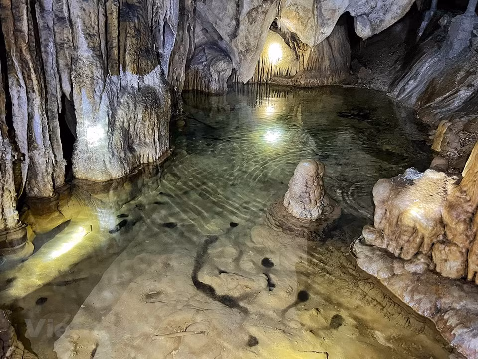 Going down the cave some 40 metres from the cave entrance, visitors can hear the sound of water running and wind blowing gently into the cave. Here you can see how stunning the landscape here is. Vietnam is well-known for its marvelous caves, and the Tu Lan cave system, considered as one of the country’s most diverse subterranean kingdoms, has become a newly-emerging destination for backpackers. Located 70km from the Phong Nha-Ke Bang National Park and next to Tan Hoa commune of Minh Hoa district, Quang Binh province, the Tu Lan cave system is hidden among meadows, corn and peanut fields. To discover this cave system, tourists will go across meadows, green valleys and jungles, conquering superb mountain slopes and swimming through underground rivers. (Photo: VietnamPlus)