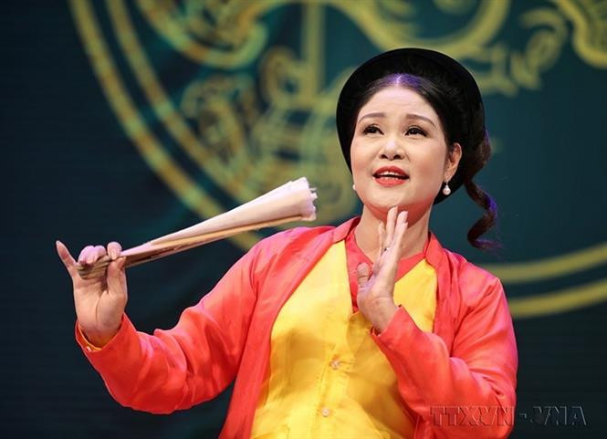 People’s Artist Thanh Ngoan, currently Director of Vietnam Cheo Theatre, in her first role in the classical cheo play “Quan Am Thi Kinh” (Goddess of Mercy). (Photo: VNA)