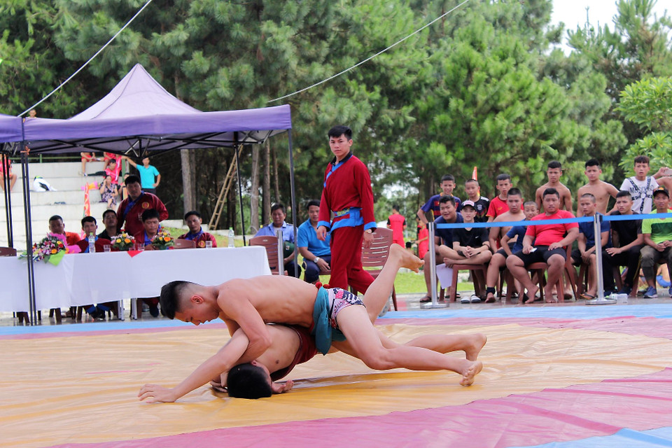 Vietnamese traditional wrestling is not about wrestling. (Photo: VNA)