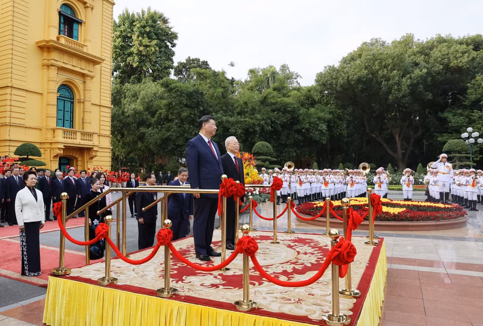 At the official welcome ceremony for General Secretary of the CPC Central Committee and President of China Xi Jinping (Photo: VNA)
