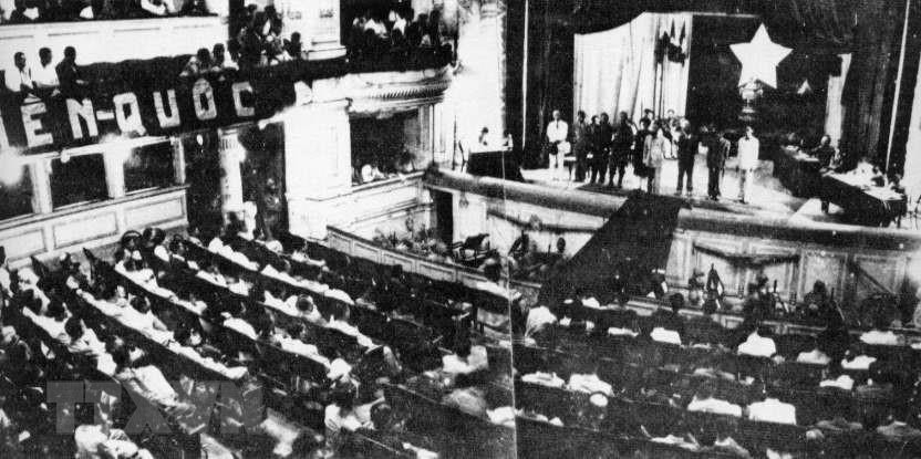 The first National Assembly convenes at the Opera House in Hanoi to discuss and approve the 1946 Constitution, March 2, 1946 (Photo: VNA)