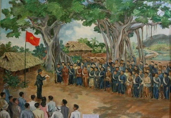 34 liberation army soldiers set out on their battle from Tan Trao banyan tree in August 1945 (Source: VNA)