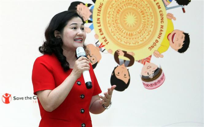 Deputy Minister of Labour, Invalids and Social Affairs Nguyen Thi Ha presents delivers a speech at the event (Photo:VNA)