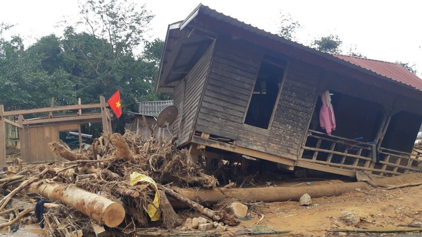 Huong Viet commune was seriously destroyed by recent floodwater, torrential downpour and landslide. Picture taken on November 3 (Photo: Thuy Tran/Vietnam +)