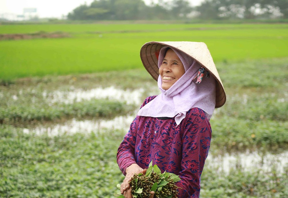 62-year-old Tran Thi Yen in Ai Van hamlet, is happy to hear that Son Loi commune is about not to under quarantine anymore (Photo: VNA)