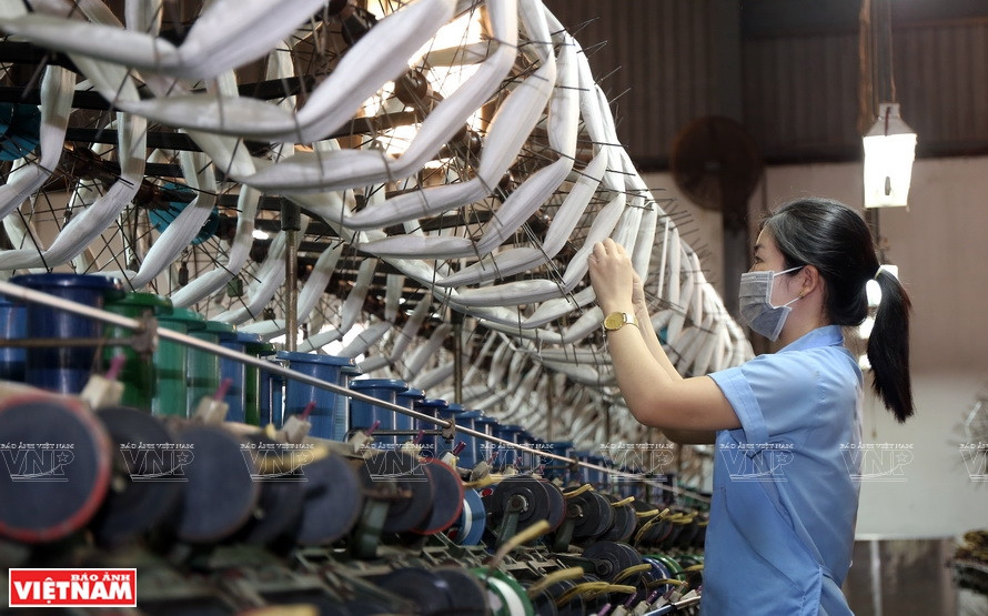 Bao Loc silk is made on advanced production lines (Photo: VNA)